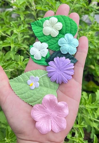 Vista 2 de Hecho a mano, 100 piezas de parches de flores de estallido de estrellas, 1.142 x 1.142 in, flores de papel de morera, álbumes de recortes, boda