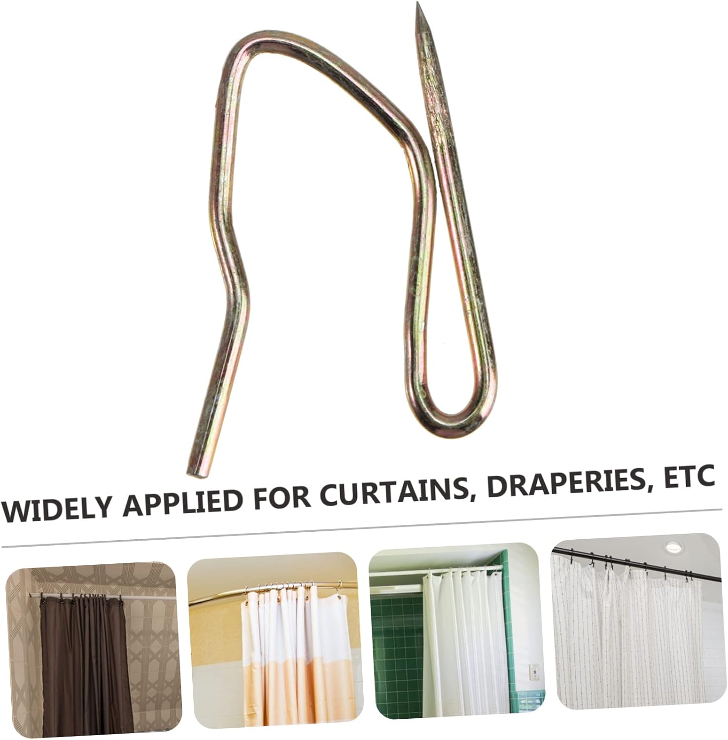 Curtain Hook Industrial for Hooks Holder Mount Curtain Rod Curtains Window Curtain Golden Stainless Steel