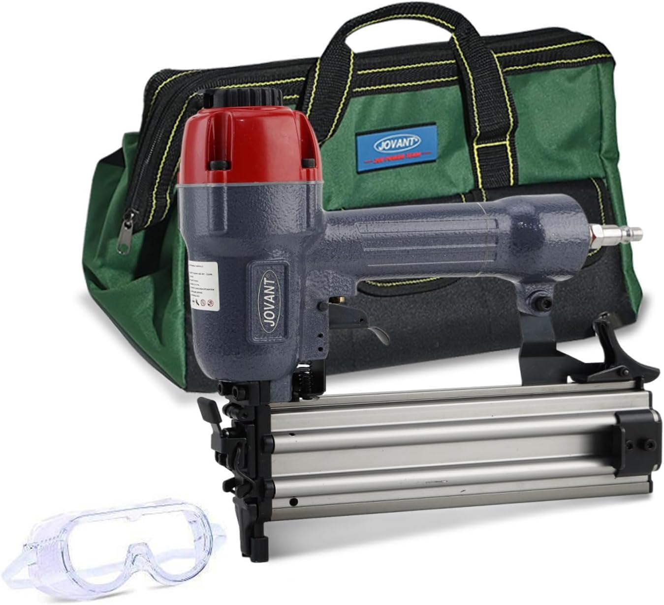 18GA Pneumatic Brad Nailer,Accepts 5/8 to 2Inch Brad Nails & Crown 5/8 to 1-5/8 Inch Staple.2 in 1 Nail Gun, Ideal for Upholstery, Woodworking(Include Portable Bag)