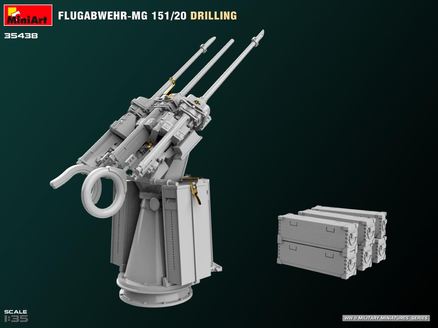 Miniart 1:35 - Flugabwehr-MG 151/20 Drilling, Molded Color - Image 3