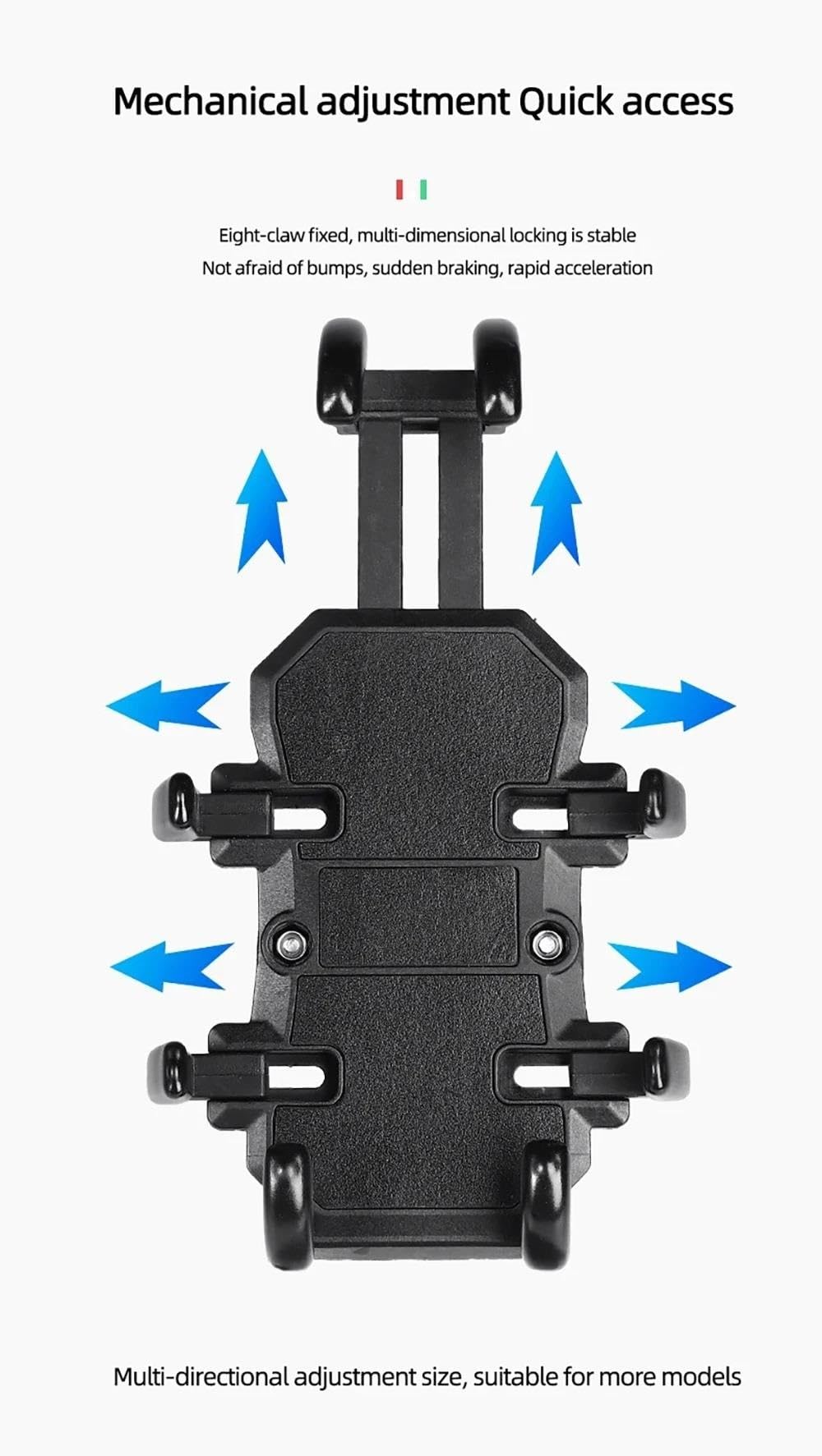 Support de téléphone pour Guidon de Moto, GPS, vélo électrique, Alliage d'aluminium, Amortisseur de Chocs Support Telephone(Black a)