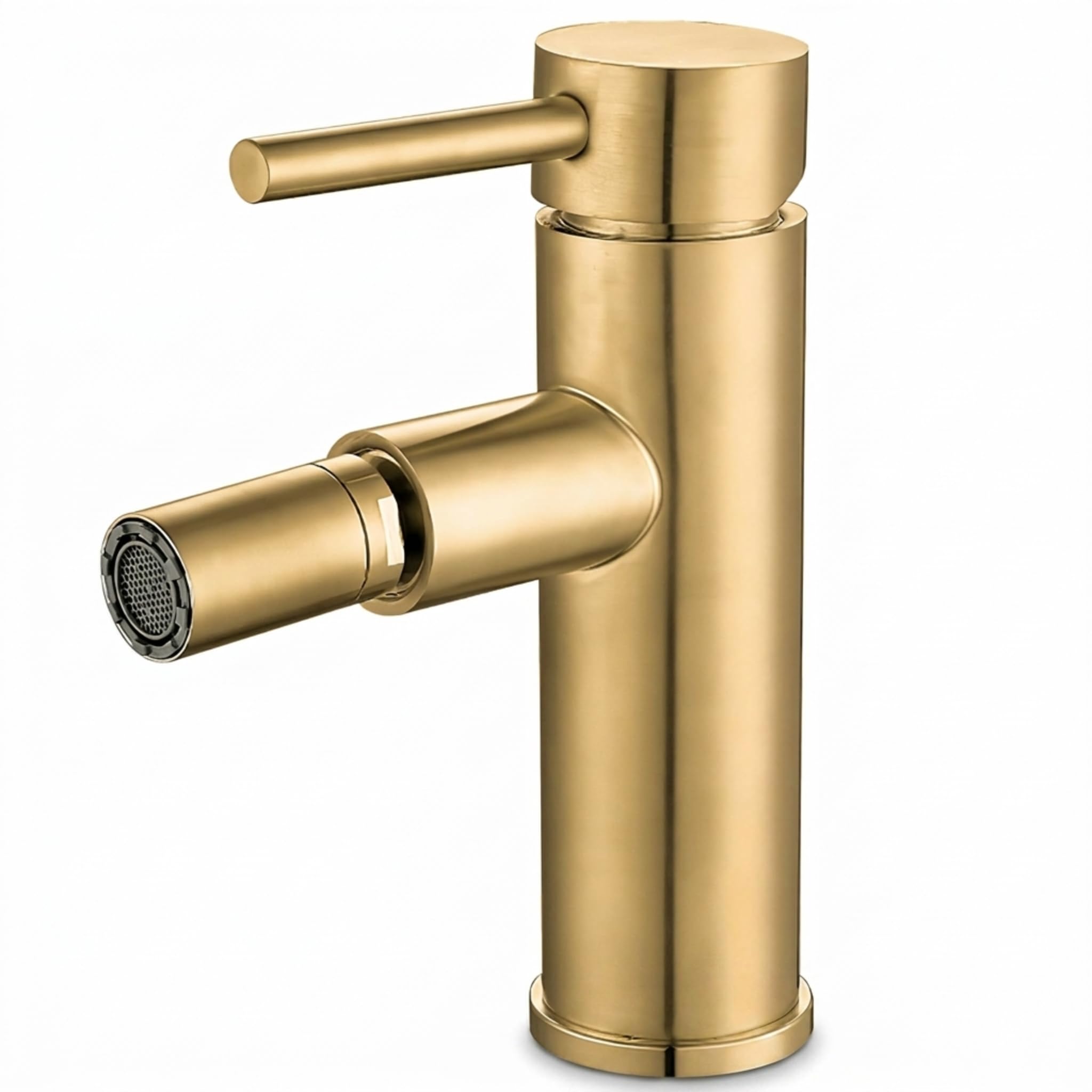 VALAZ Rubinetto Bidet Oro Spazzolato PVD | Miscelatore Lavabo Bagno Acqua Fredda e Calda, Risparmio Acqua | Installazione Facile e Veloce | Ottone, Inossidabile, Elegante, Rotondo, Serie Palancia