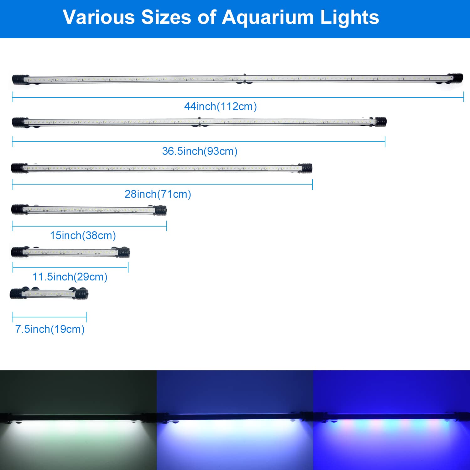 VARMHUS LED Acquario con Timer,Lampada Acquario con 3 modalità di luce dimmebili e perle di lampada a 4 colori, 10 livelli di luminosità,Luce Acquario Impermeabile (92cm&Timing-Dimmen)