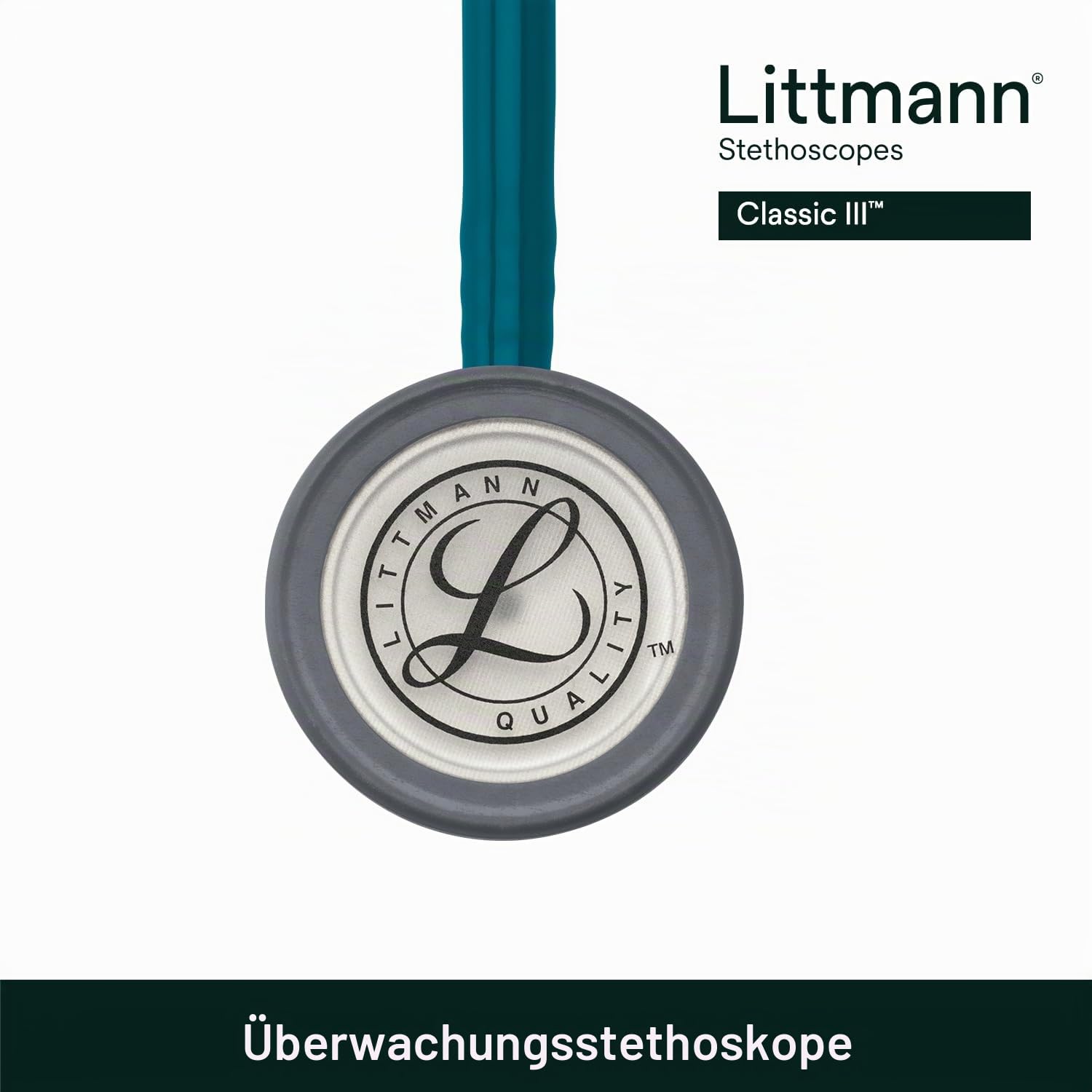 3M Littmann Classic III Stethoskop zur Überwachung, 5623, karibikblauer Schlauch, 69 cm