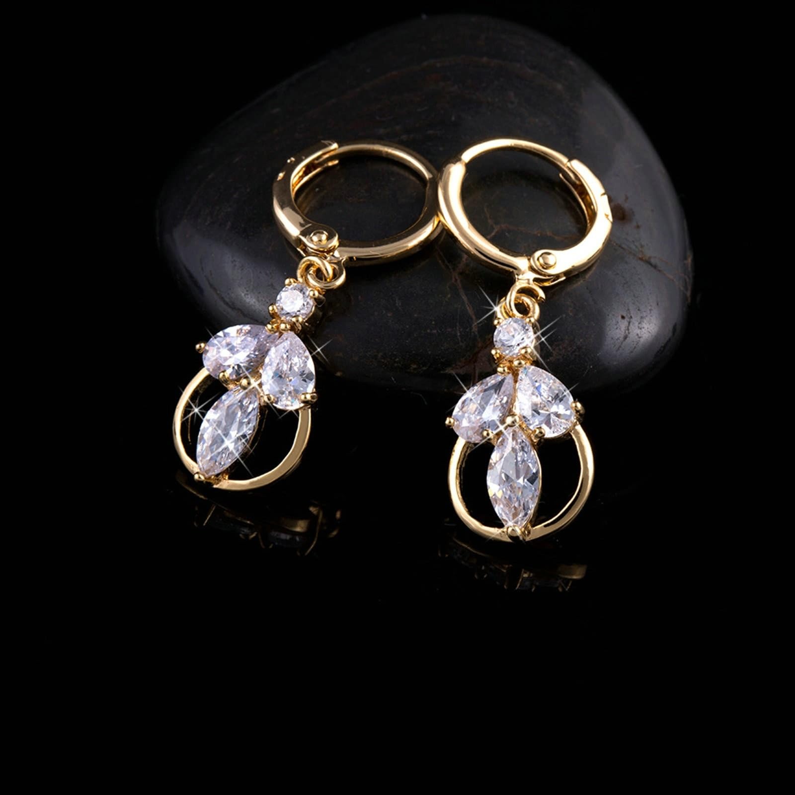 Orecchini Oro 585 Donna Moissanite Bianco Elegante Orecchini Pendenti Gioielli
