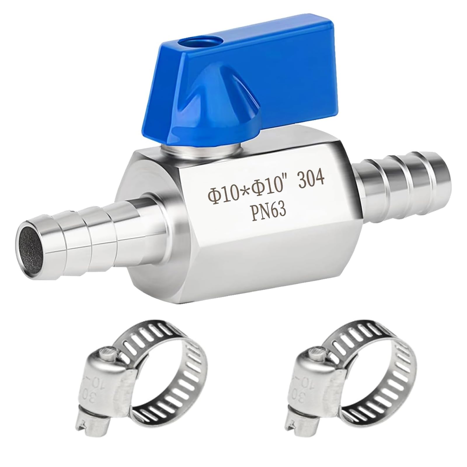 Mini zawory kulowe ze stali nierdzewnej 304 z 2 pęsetami, uszczelka pagodowa ze stali nierdzewnej, nadaje się do wody, gazu, oleju i paliwa 10 mm