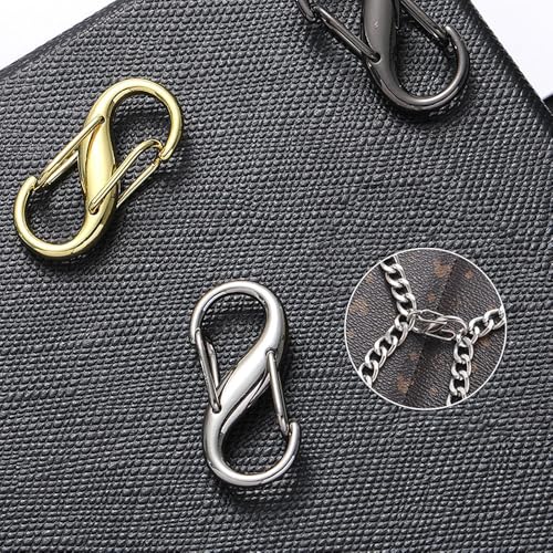 S Karabiner Reißverschluss Clip,12 Pcs Anti Diebstahl Reißverschluss Clips,Reißverschlusss Schloss,Metall Doppelkarabiner Klein Doppelfeder S Rucksack Clip für Rucksack Camping Outdoor Wandern