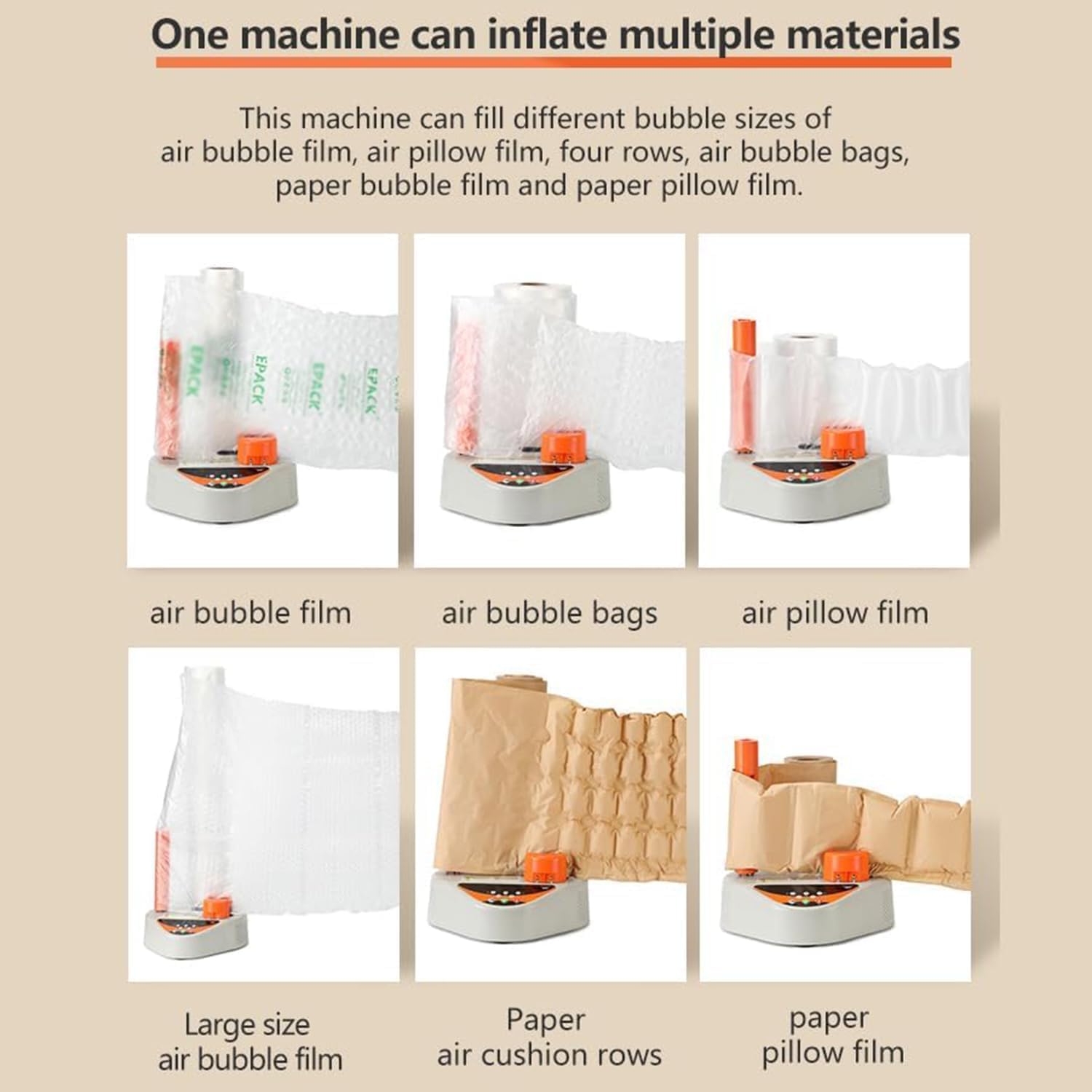 Inflador de embalaje con cojín de aire, equipo de embalaje inflable automático, volumen de aire ajustable de 0 a 100, para envío logístico