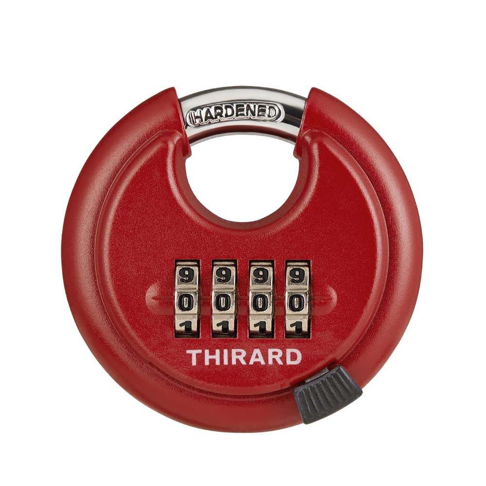 Combination Lock, Discus Padlock with 4 Digital Combination,Disc Lock for Storage Unit,Trailer (Red)…