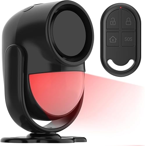 Luckydeer Alarma con sensor de movimiento para interiores con control remoto de 328 pies, detector de movimiento de seguridad infrarrojo inalámbrico