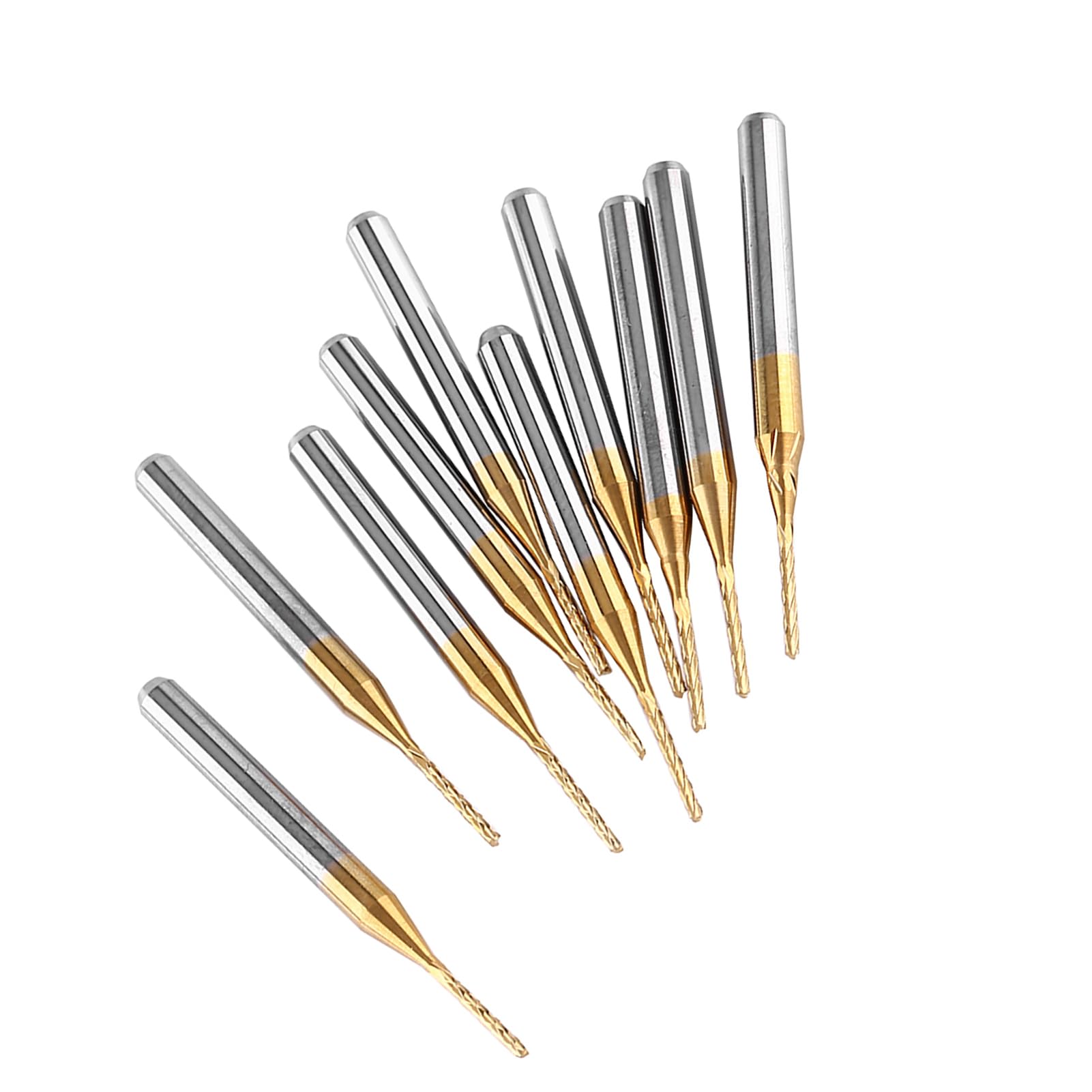 10 Pièces Fraise en Bout 3.175mm X 1mm Revêtement en Titane Fraise en Bout de Carbure de Tungstène Mèches de Gravure Fraise pour Circuits Imprimés, Métal, Plastiques