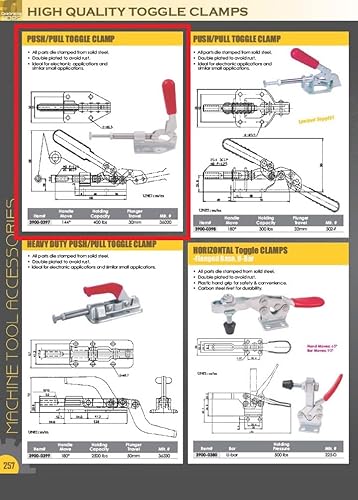 Miniatura 2 de HHIP 3900-0397 Abrazadera de palanca de base con brida de empuje y tracción con capacidad de sujeción de 400 lb