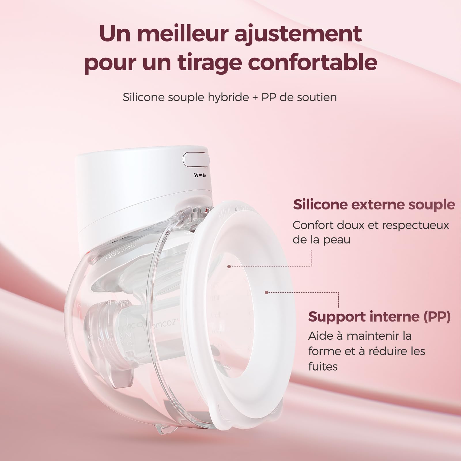 Momcozy Tire Lait S12 Pro Quick, Tire Lait Electrique Main Libre Sans Fil et à Porter, DoubleFit™ Hybrid Flange, 3 Modes & 9 Niveaux, Pompe Portable avec Écran Intelligent,2 Pièces, Blanc