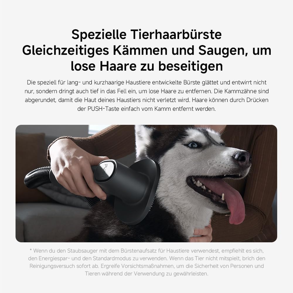 Pet grooming tool being used on a dog to remove loose hair