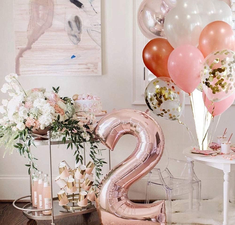 Red 0 balloon 40 Inch Giant Helium Foil Number 0 to 9 Red Balloon Birthday Wedding Party Digital Decorations (Number 0) — view 299