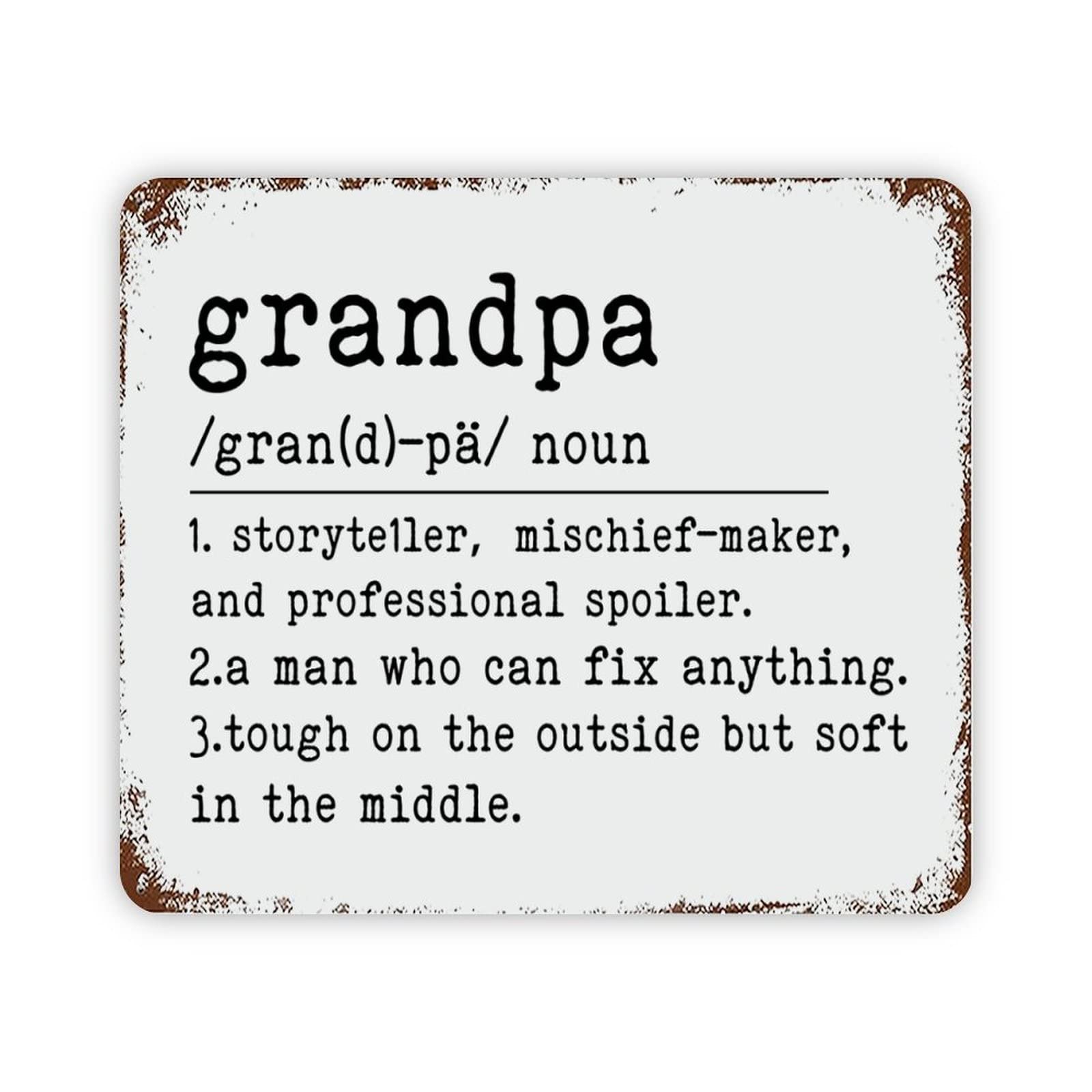 ENEDNATE Inspirational Quote Metal Sign Grandpa Definition Dictionary Word Meaning Retro Decorative Aluminum Tin Signs 12x16 Man Cave Street Metal Sign for Office School Classroom Nursery Decoration