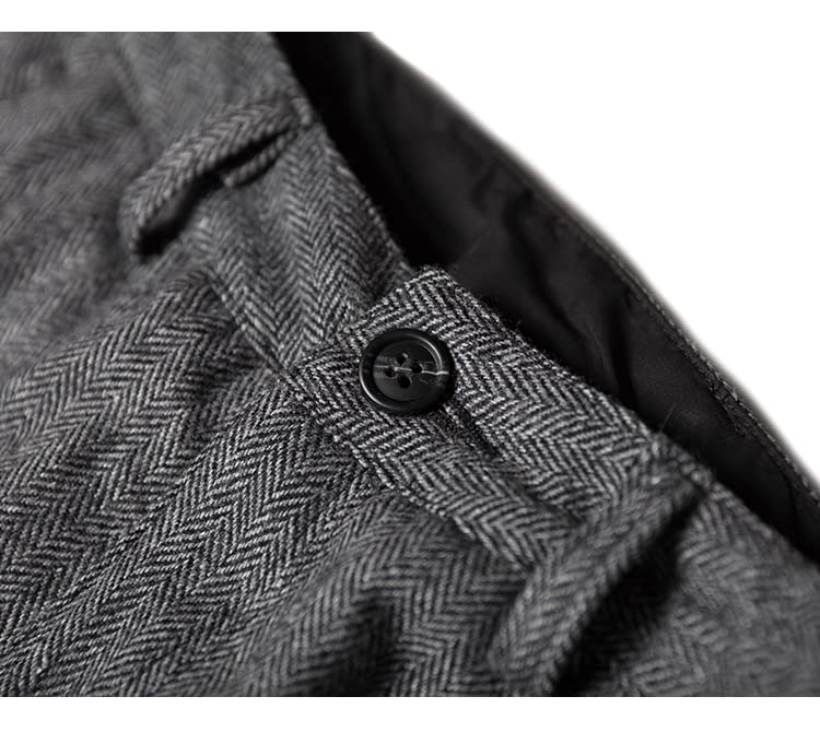 Men's Herringbone Pattern Trousers Slim Fit Retro Tweed Wool Dress Pants2