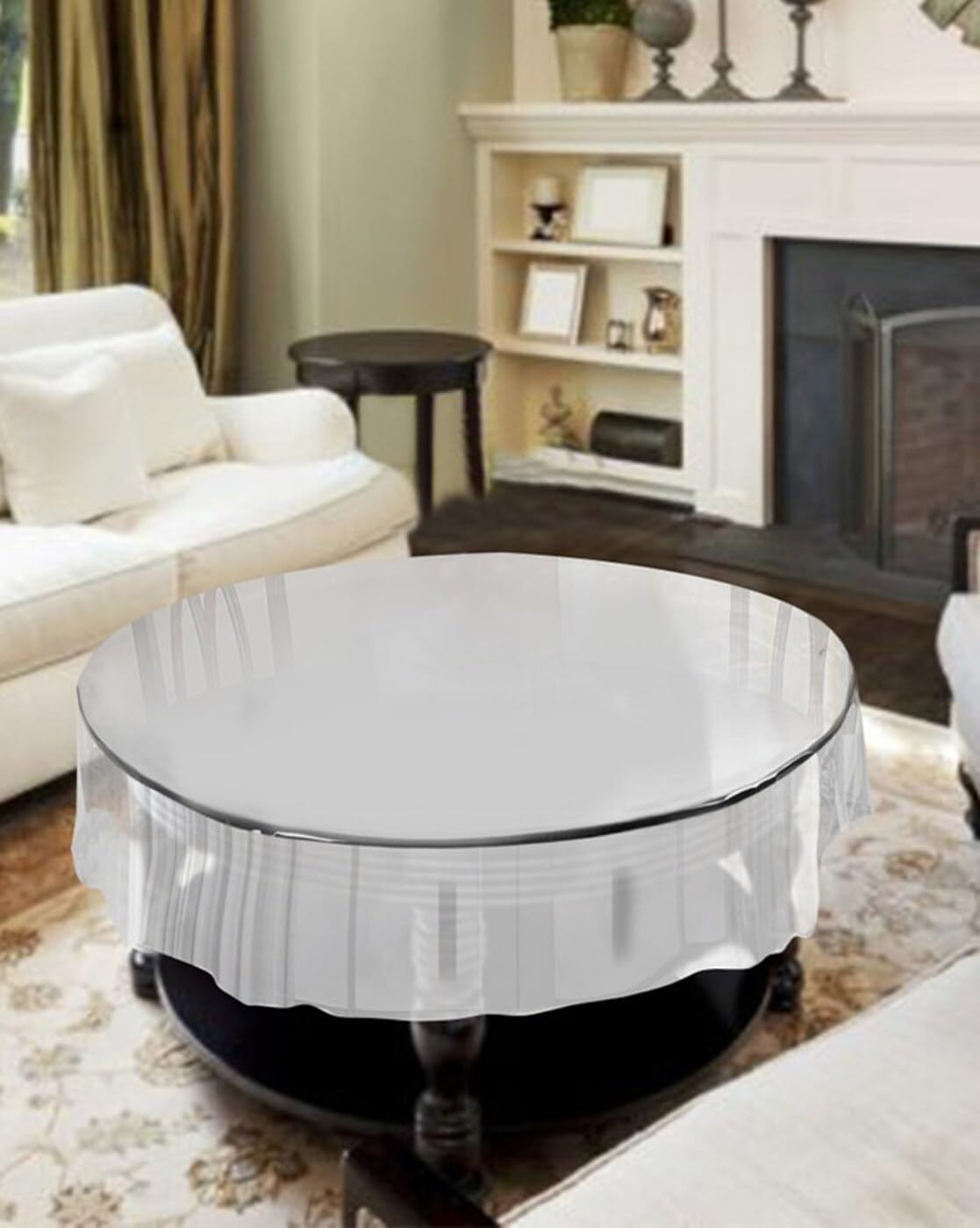 Homerz Premium Transparent Thick Table Cover, Durable and Waterproof, 2 Years Guarantee (Without Lace, Round)