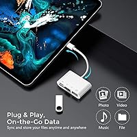 Vista 3 de Lector de tarjetas de memoria USB C a SD/Micro SD, adaptador de lector de tarjetas de memoria USB C a cámara 4 en 1 con puerto de carga compatible