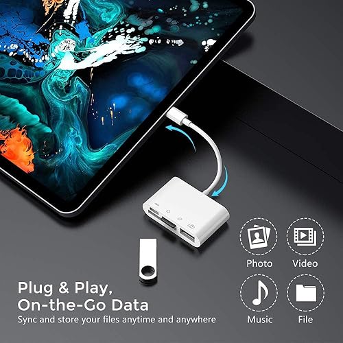 Miniatura 3 de Lector de tarjetas de memoria USB C a SD/Micro SD, adaptador de lector de tarjetas de memoria USB C a cámara 4 en 1 con puerto de carga compatible