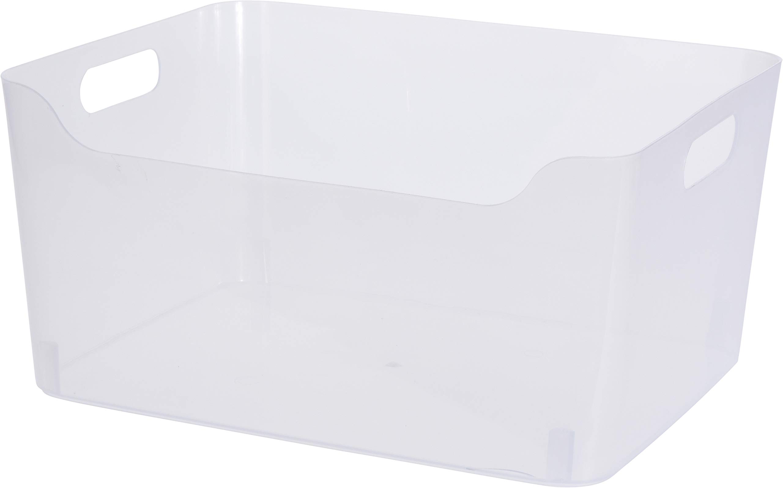 Muddy Hands Clear Plastic Storage Basket Handy Organiser Tidy Box (4, Large)