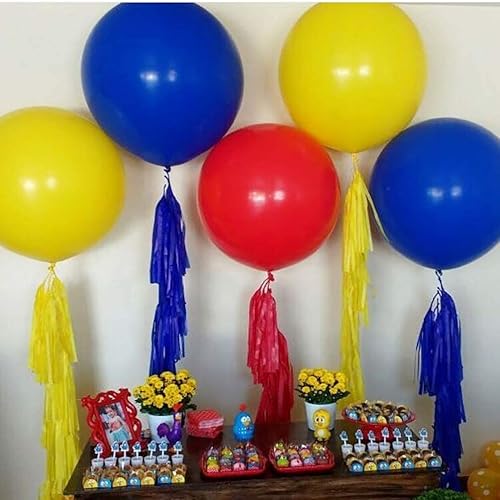 Miniatura 9 de IN-JOOYAA Globos redondos de látex de 24 pulgadas, paquete de 5 globos grandes gruesos amarillos para decoraciones de fiestas