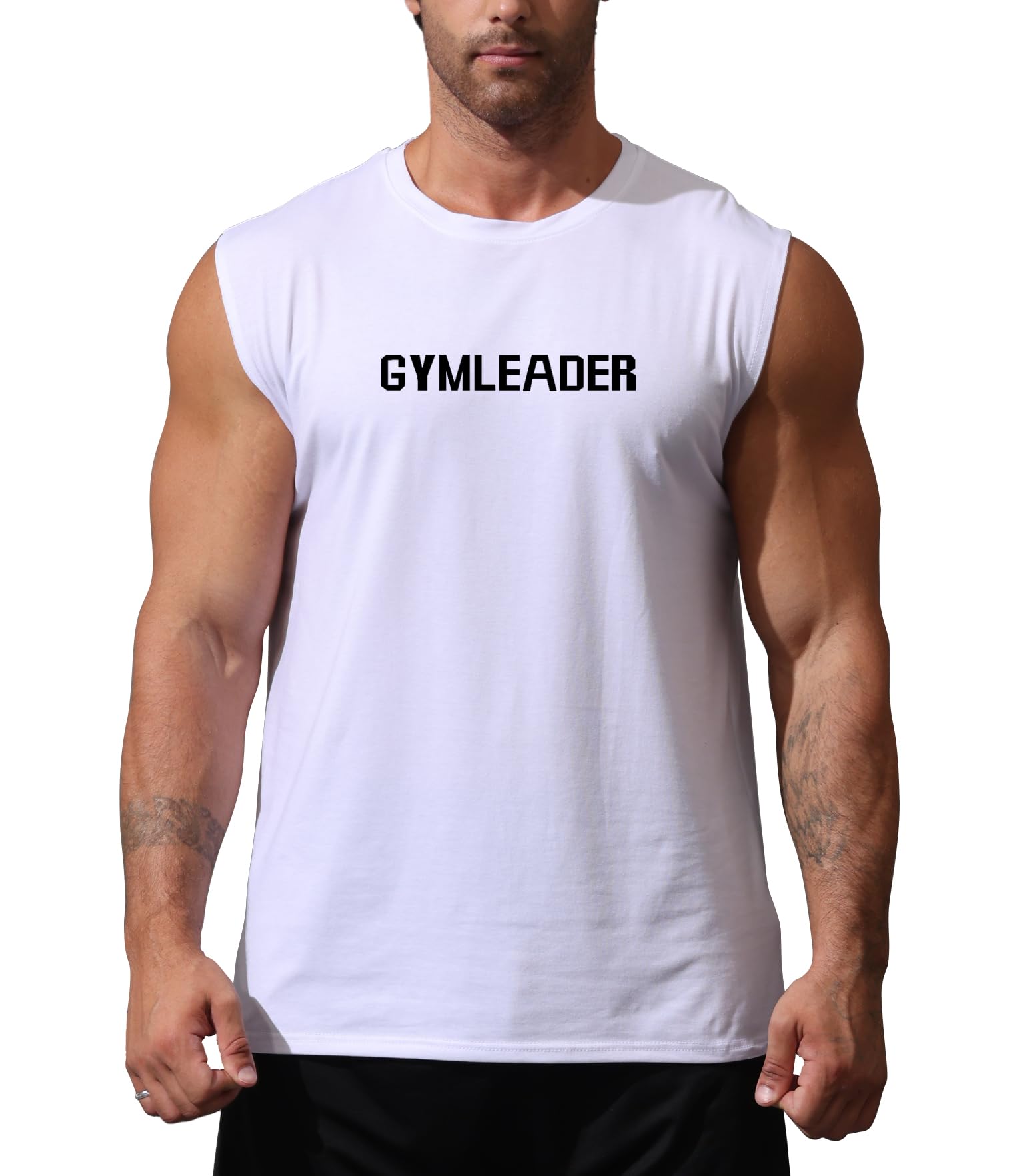 GYMLEADER Men's Muscle Tank Tops Fitness Sleeveless Cotton Shirt Men Gym Workout Shirts
