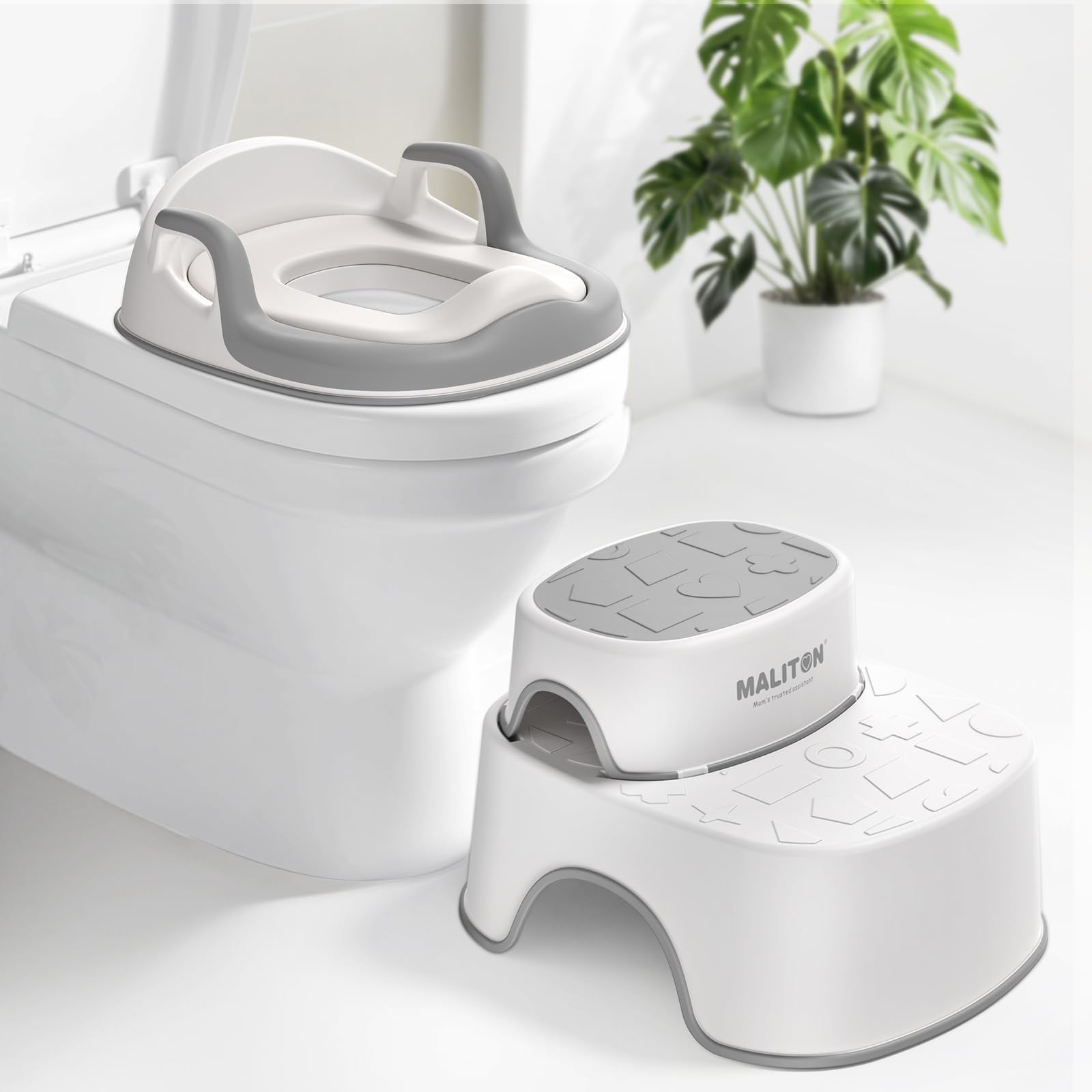 - Maliton Baby Potty Training Seat with Step Stool, Potty Training Toilet for Boys Girls, Anti-Slip Toddler Stool for Bathroom, Kitchen, Toddler Toilet Seat Set(One Potty Seat+Two Step Stool for Kids)