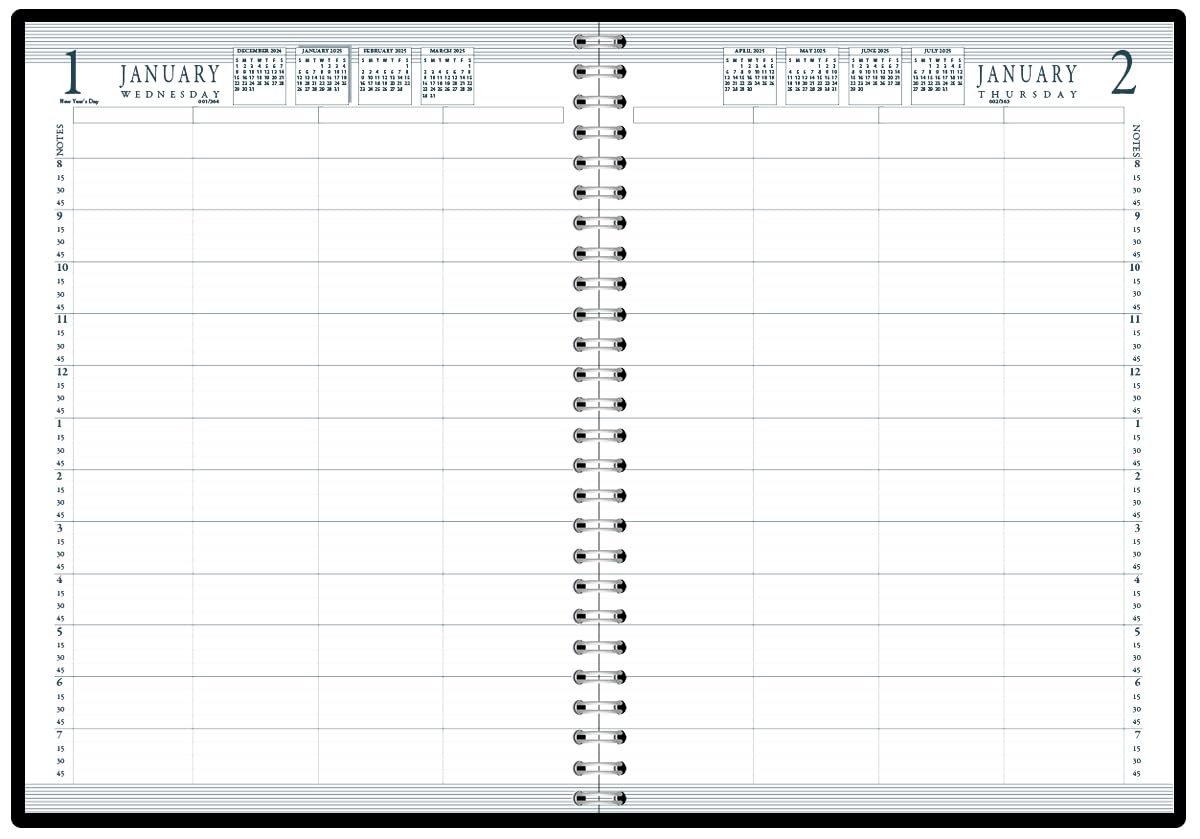 House of Doolittle AGENDA GIORNALIERA 2025 GRUPPO 4 PERSONE NERO COVER MORBIDA 20,5 X 27,9 CM Gennaio-Dicembre (HOD28202-25)