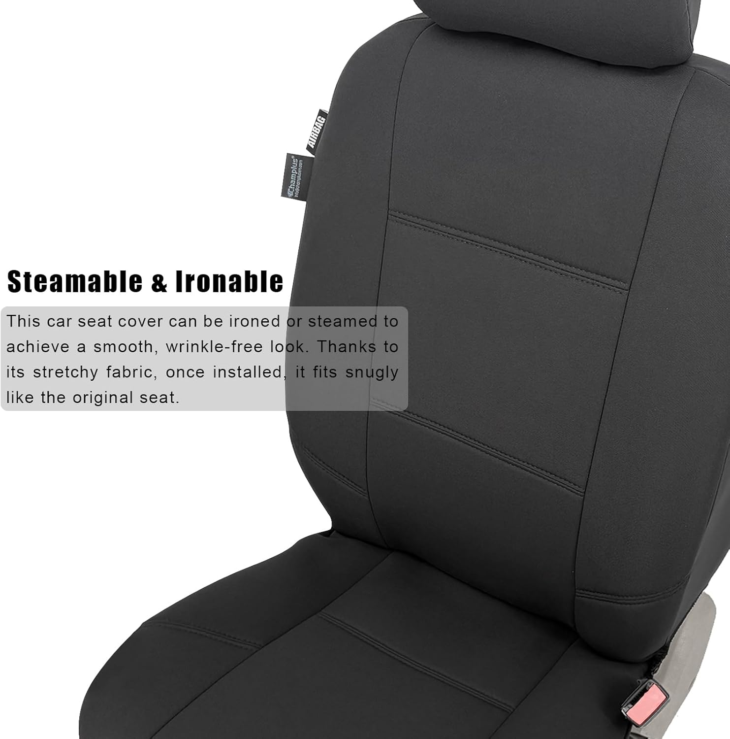 Champlus Car Seat Covers, Extra Thick Foam Padded, Breathable Mesh 2 Front Bucket Seat Covers, Universal Fit Automotive Sedan Cars, SUVs, Trucks, Mini Vans, Airbag Compatible, Easy to Install