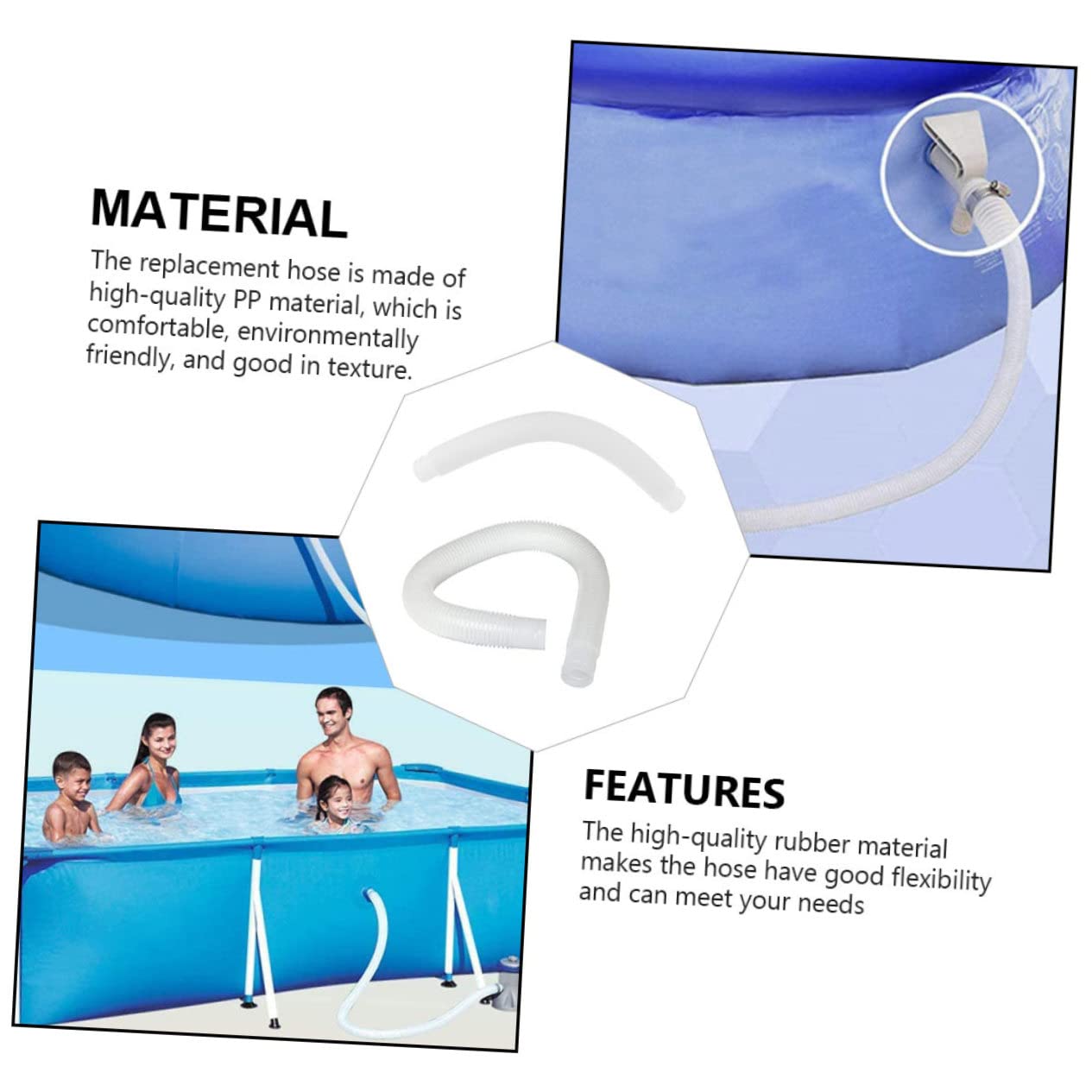 Mangueras De Repuesto Para Bomba y Filtro De Piscina Al Aire Libre, Juego De 2 Tubos Retráctiles Sin Abrazaderas, Pp Resistente y Anticorrosión Para Mantenimiento De Piscina