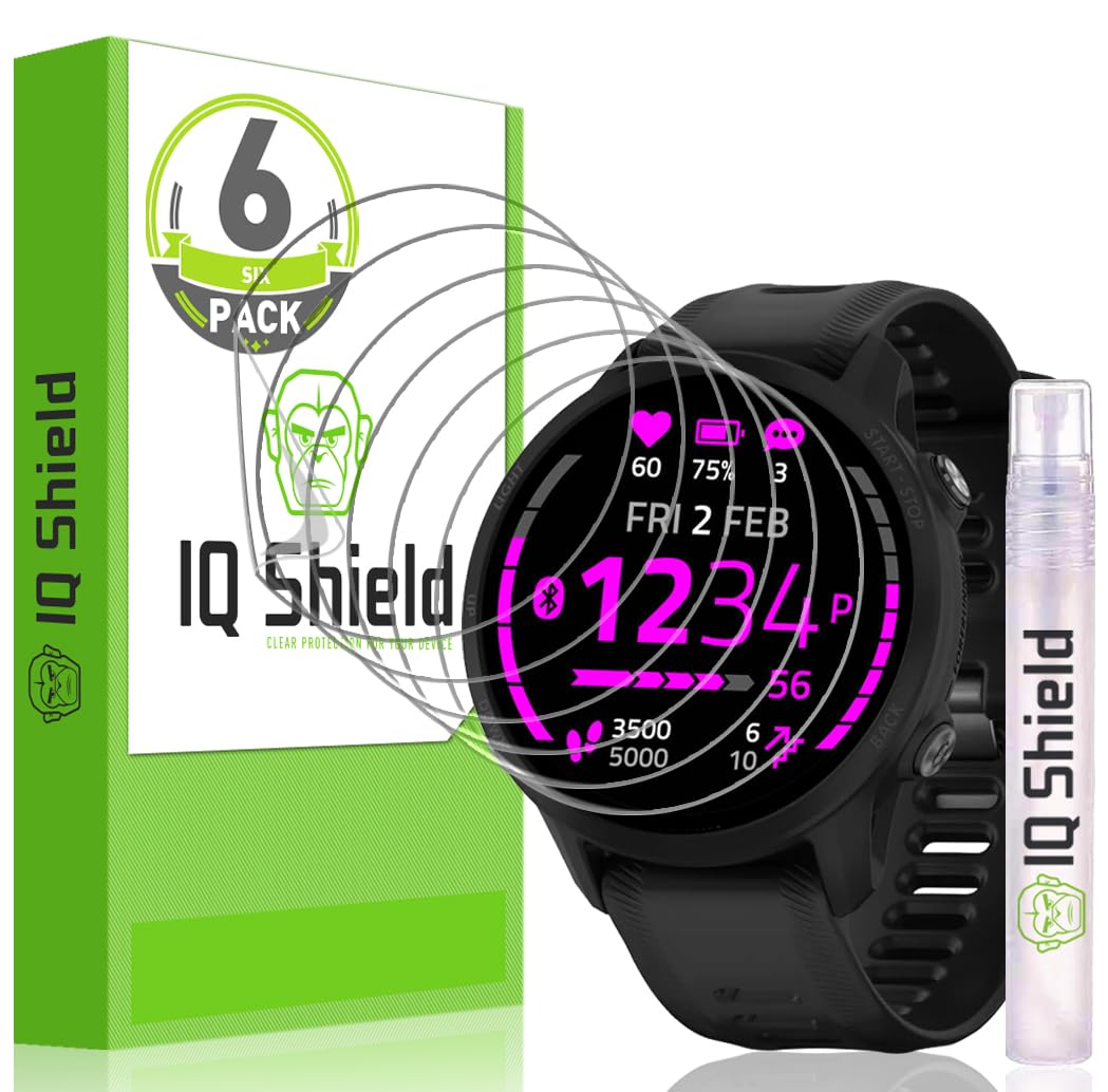 IQShield Screen Protector Compatible with Garmin Forerunner 955/955 Solar (6-Pack) Easy Install Ultra Thin Anti-Scratch Anti-Bubble Clear TPU Film