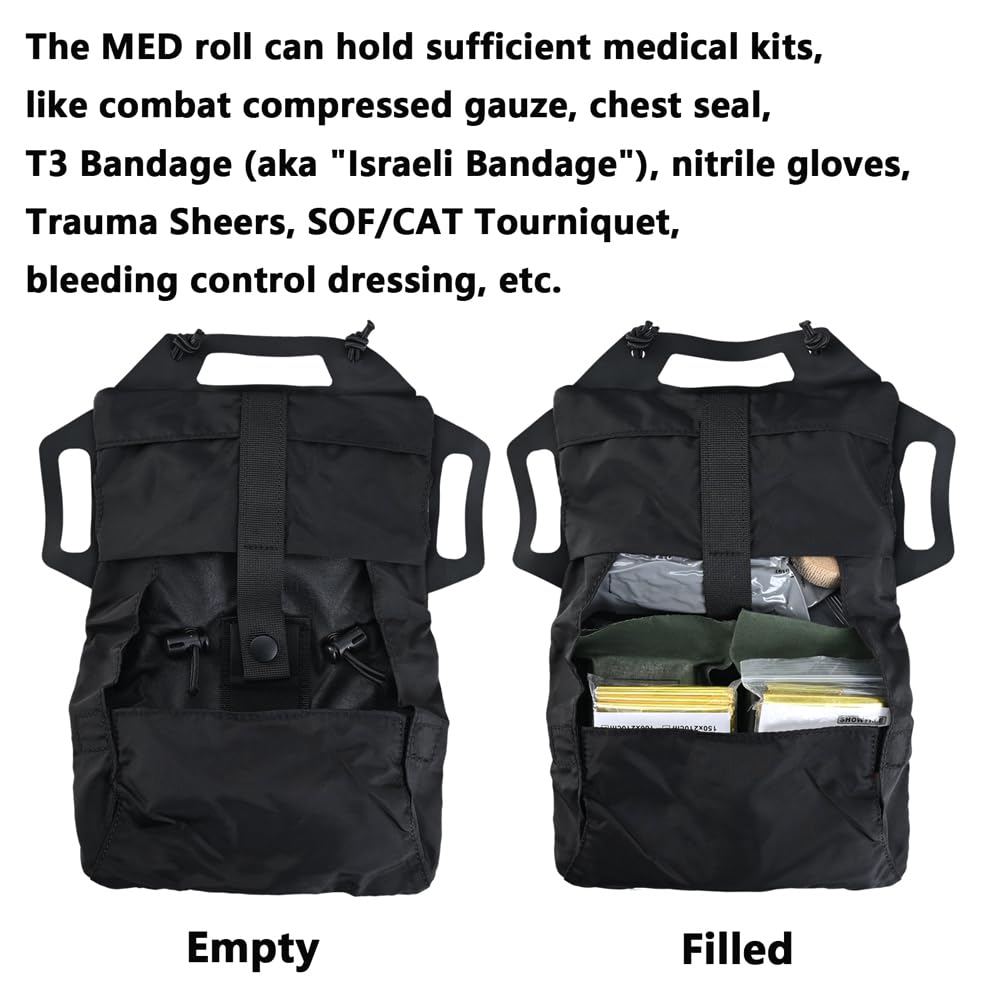 SABADO Kit de primeros auxilios de despliegue rápido y rápido, bolsa táctica IFAK, sistema de dos piezas, portador de rollo médico, asa Hypalon, bolsa de caza para deportes al aire libre