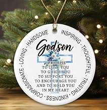 Ornament for Godson - Godparents Godmother Godfather Promise to Godchild Ceramic Keepsake - Christening Quote Godson - Christmas Decor Idea Gifts Printed on Both Sides