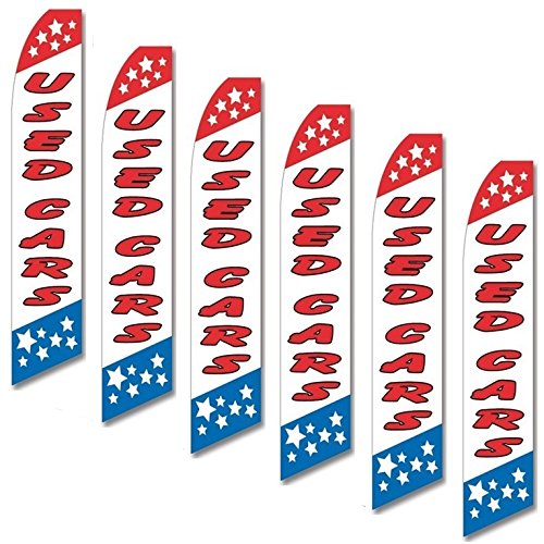 Six (6) Swooper Flags American USA Used Cars