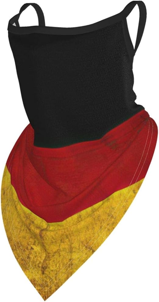 Grungy Paper Flag of Germany Bandana Face Mask with Ear Loops Neck