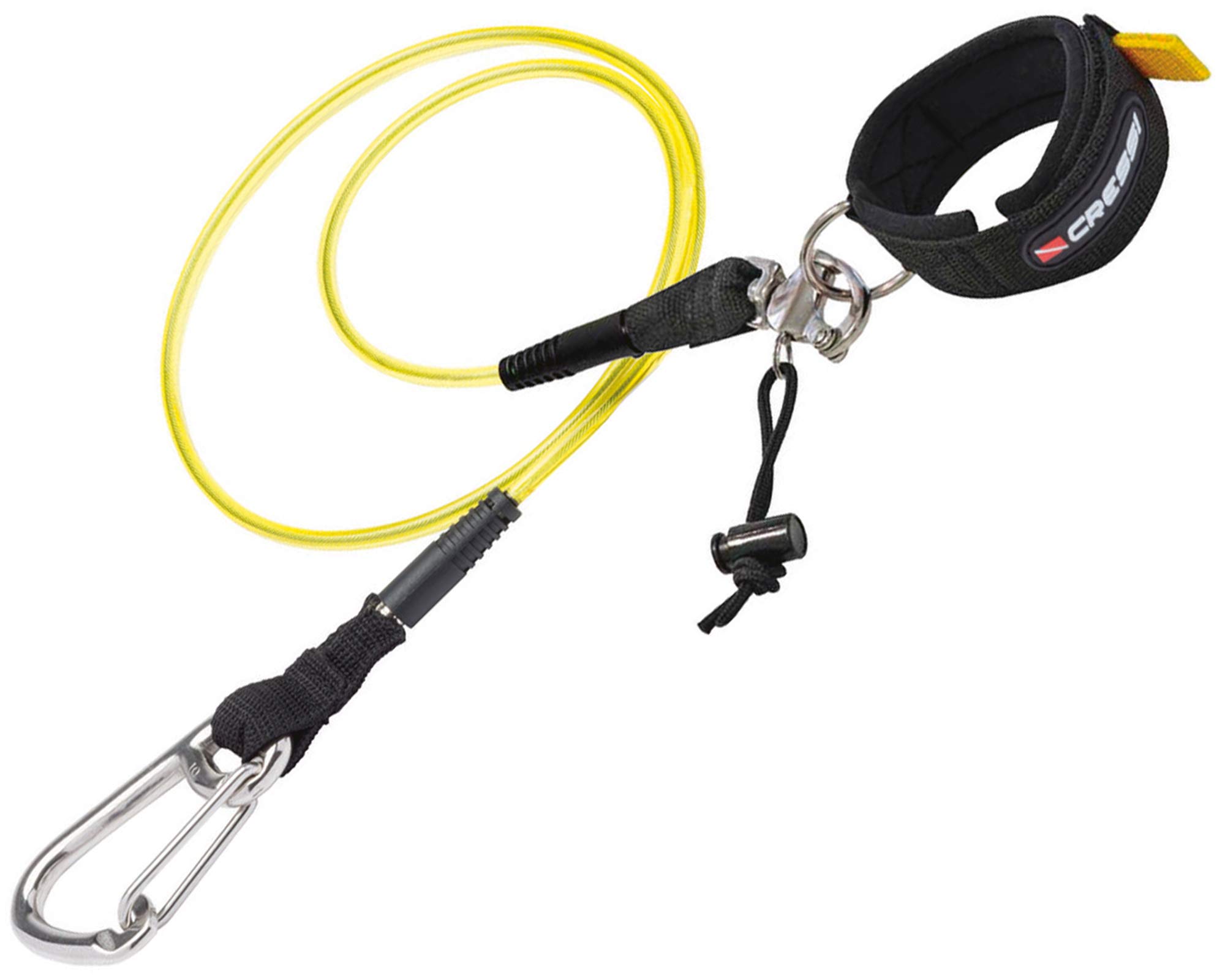 Cressi Freediving Safety Lanyard Wrist or Ankle Strap with Stainless Steel Carabiner and Cable, Diving Line Guide Accessory for Apnea Training and Underwater Safety Equipment