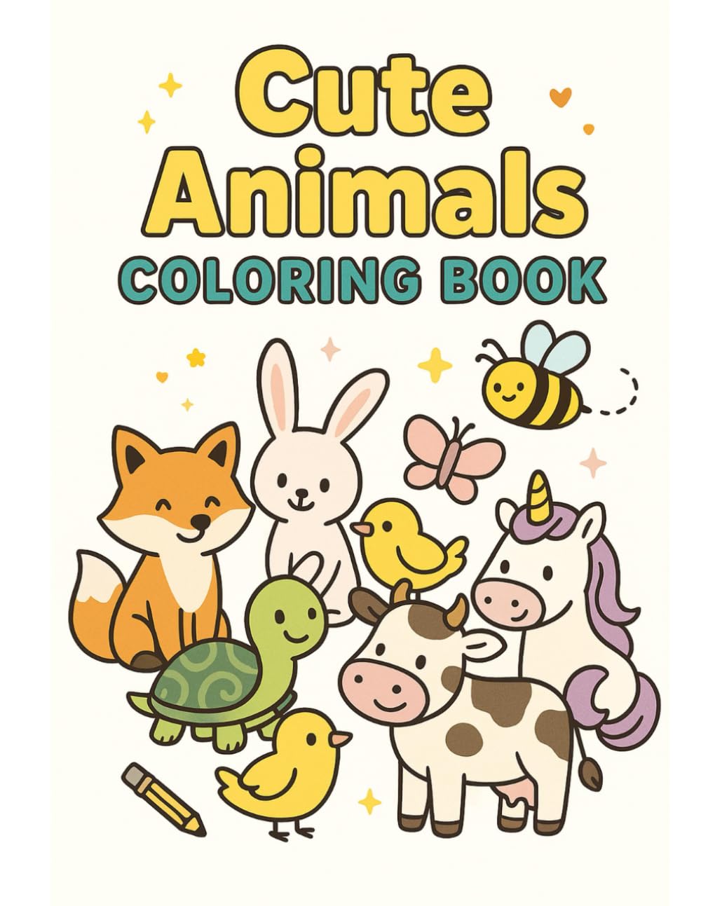 Cute Animals Coloring Book: Fun Cute Animal Coloring Pages for Kids Ages 4–8