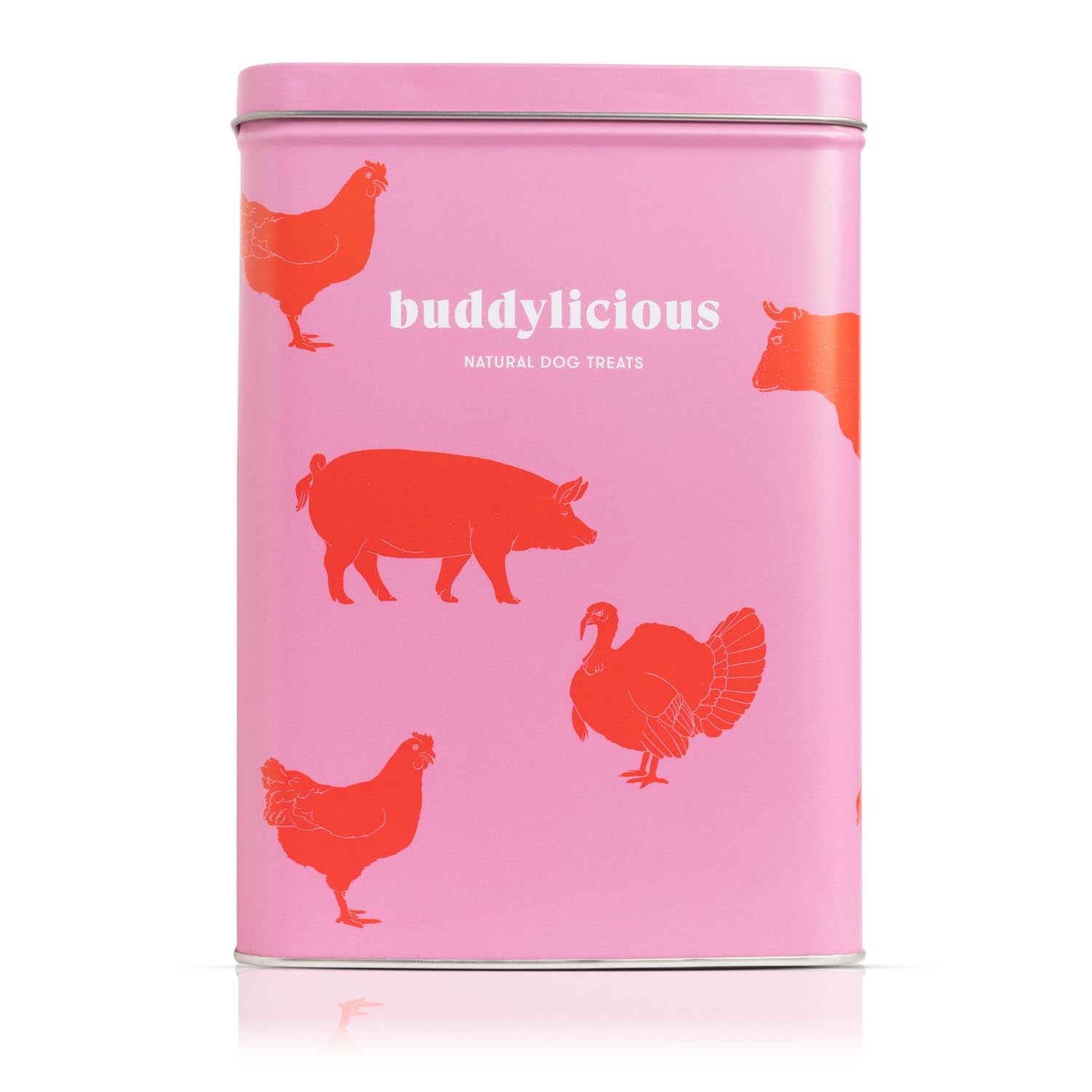 Buddylicious Natural Dog treats Dog Gift Box | Natural Gifts For Dogs Presented In Lovely Collectors Tins | Dog Birthday Present For All Types Of Dogs | Farmyard Themed Gift Box