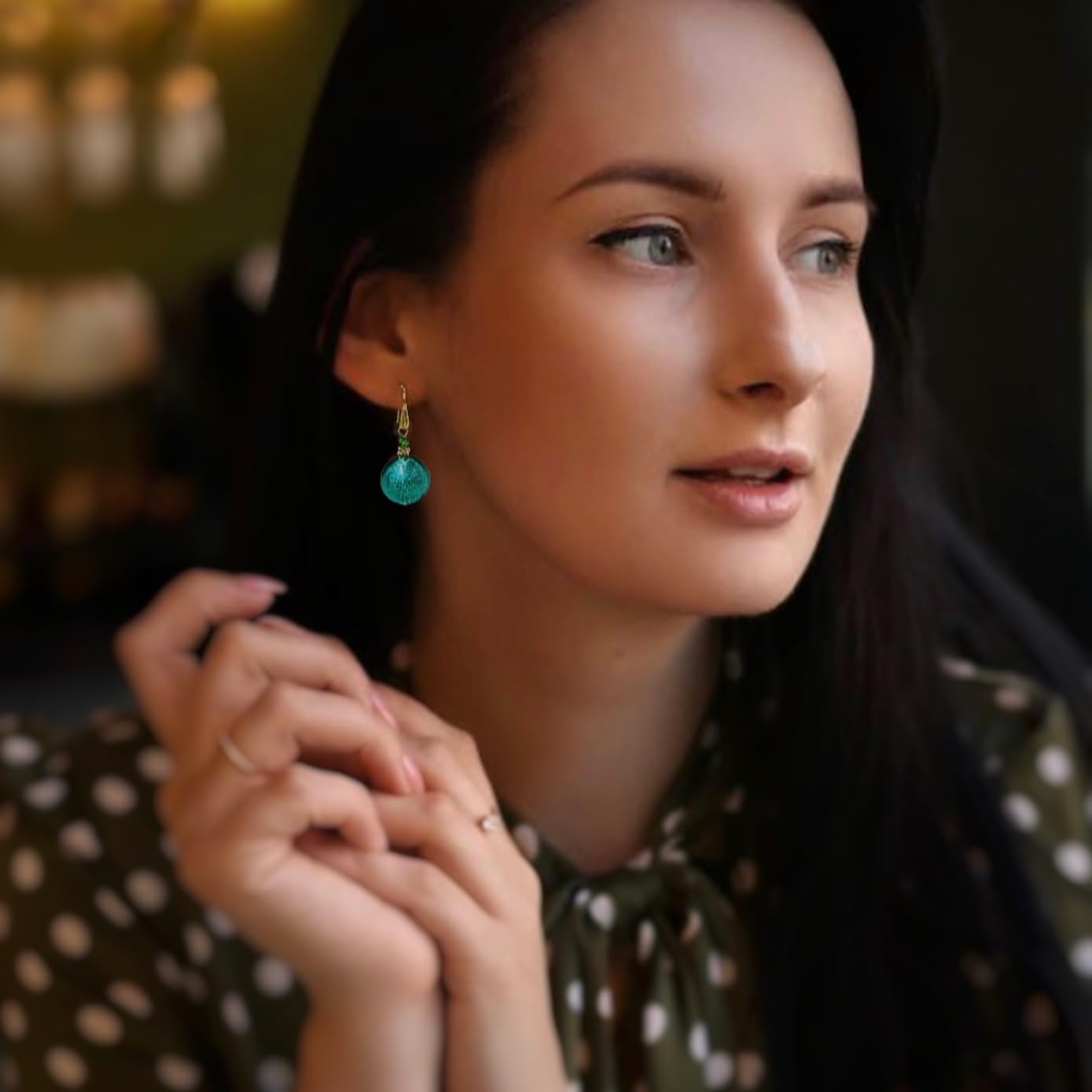 Murano Glass Earrings for Women (Aqua Silver/Teal), Large Murano Beads Earrings, Murano Glass Jewelry, 18k Gold Plated Drop Dangle Earrings for Women, Handmade Earrings