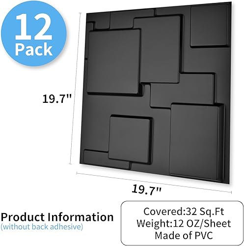Miniatura 3 de Art3d Panel de pared decorativo 3D, 32 pies cuadrados de PVC, decoración de pared interior para sala de estar, dormitorio, vestíbulo, oficina,