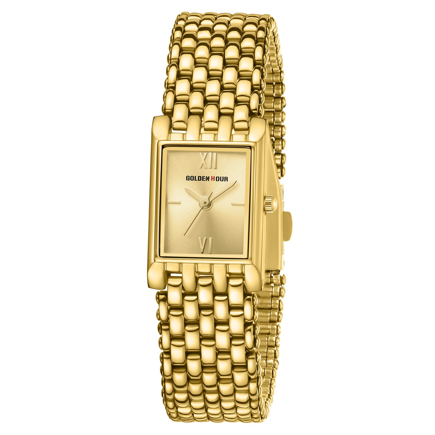 GOLDEN HOURVintage Rectangle Bracelet Gold Watch for Women