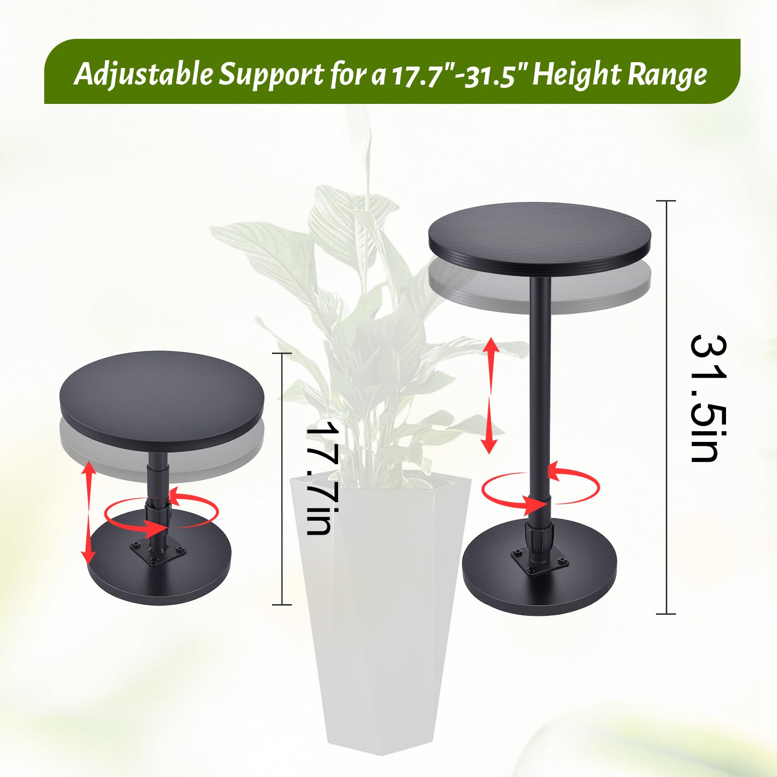 Rialzi per piante regolabili in altezza, confezione da 2, riempitivi e inserti per vasi grandi da 45 a 80 cm, adatti a base/top da 15,2 cm, 20,2 cm, per fioriere rotonde e quadrate alte da