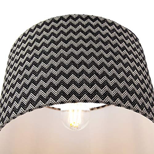 Contemporary and Trendy Zig Zag Chevron Effect Black and White Cotton Fabric 12" Lamp Shade | 30cm Diameter | 60w Maximum by Happy Homewares - Image 6