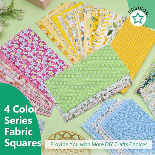 Image of 60 Pcs Quilting Fabric Square, Green Series Precut Fabric Squares
