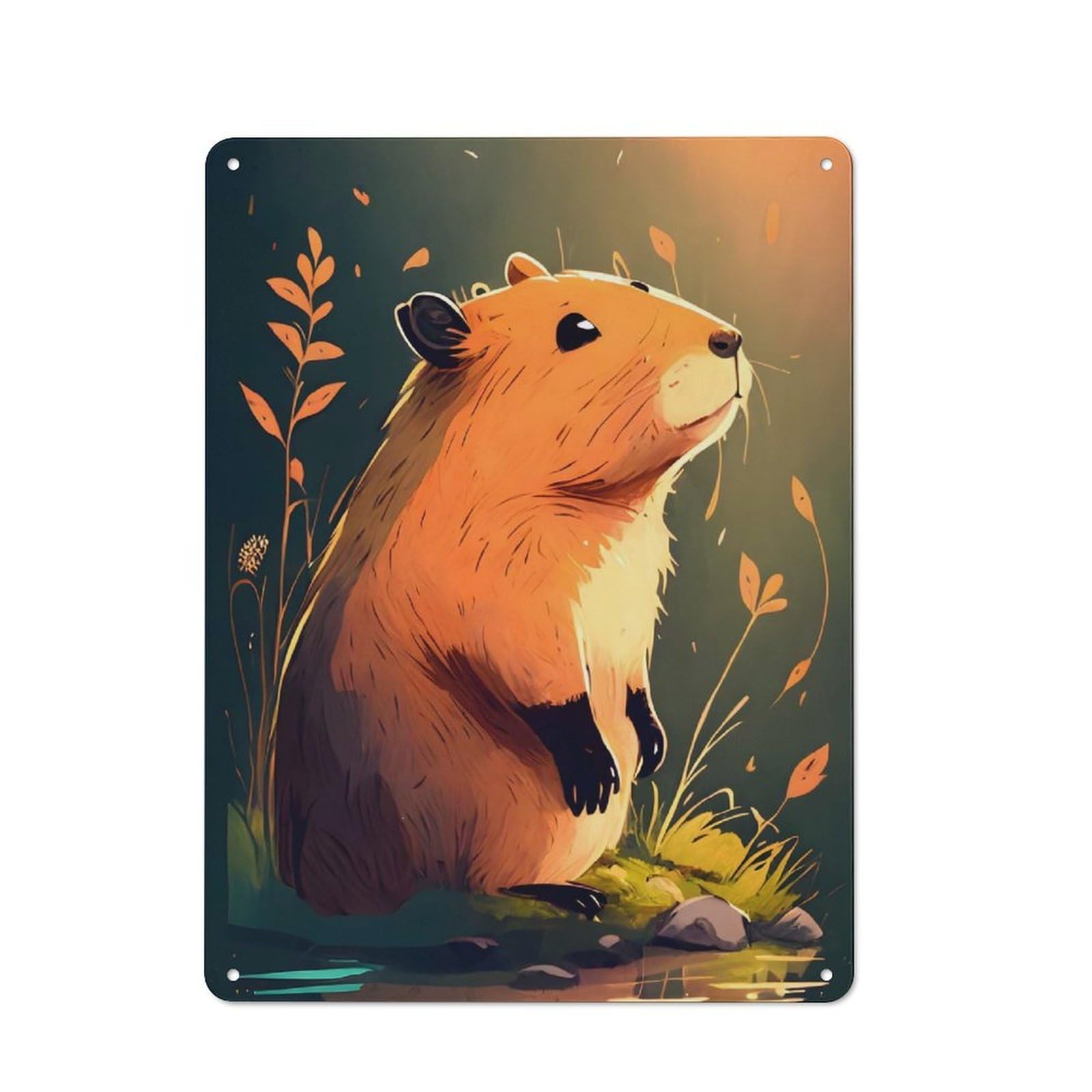 Junmoney Cute Capybara Vintage Metal Wall Decor 40X30cm, Garage Metal Sign For Garage, Workshop, Shed Or Utility Room
