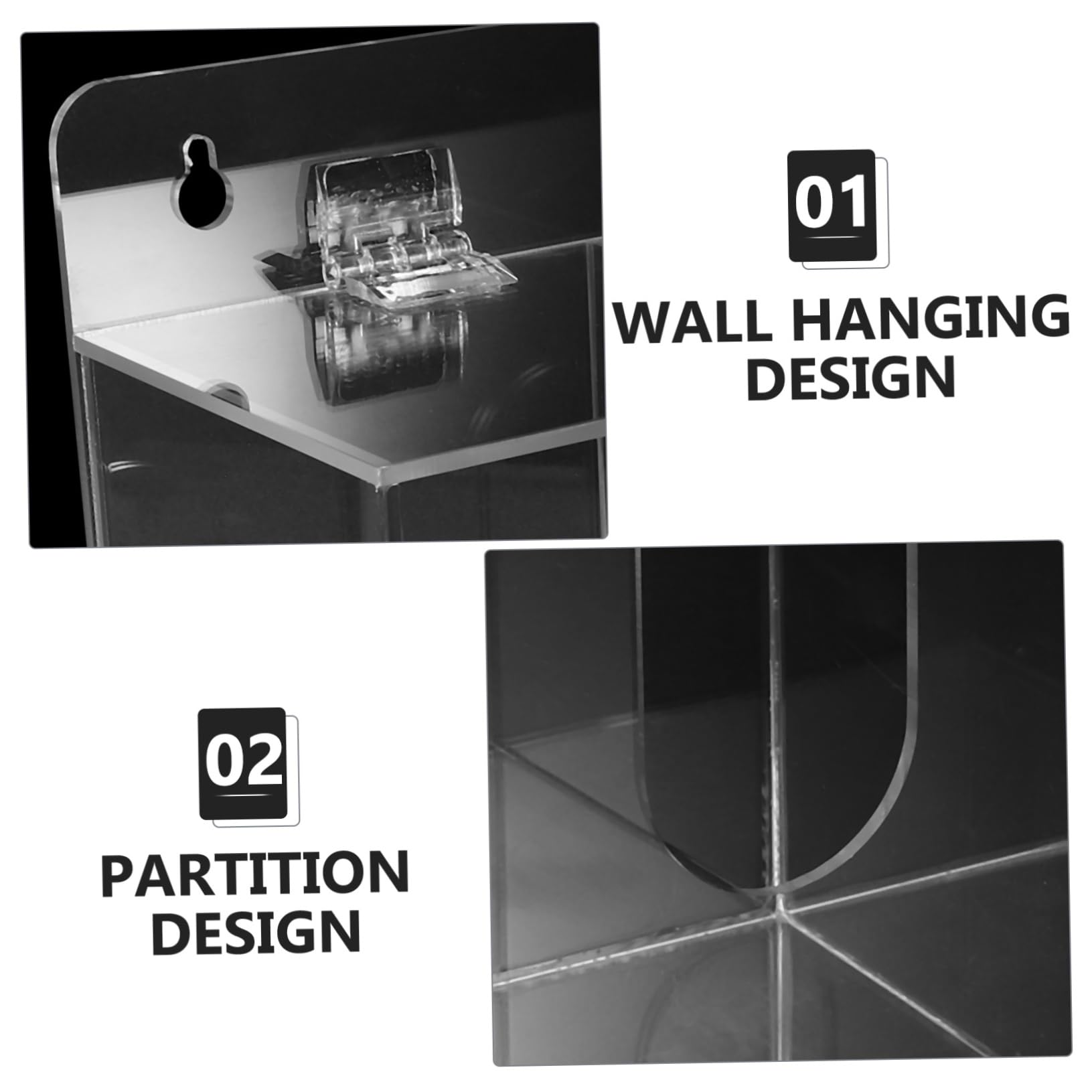 Dispenser per Guanti in Acrilico Trasparente da Parete con Due Scomparti, Design Salvaspazio per Mascherine e Guanti in Laboratori Professionali