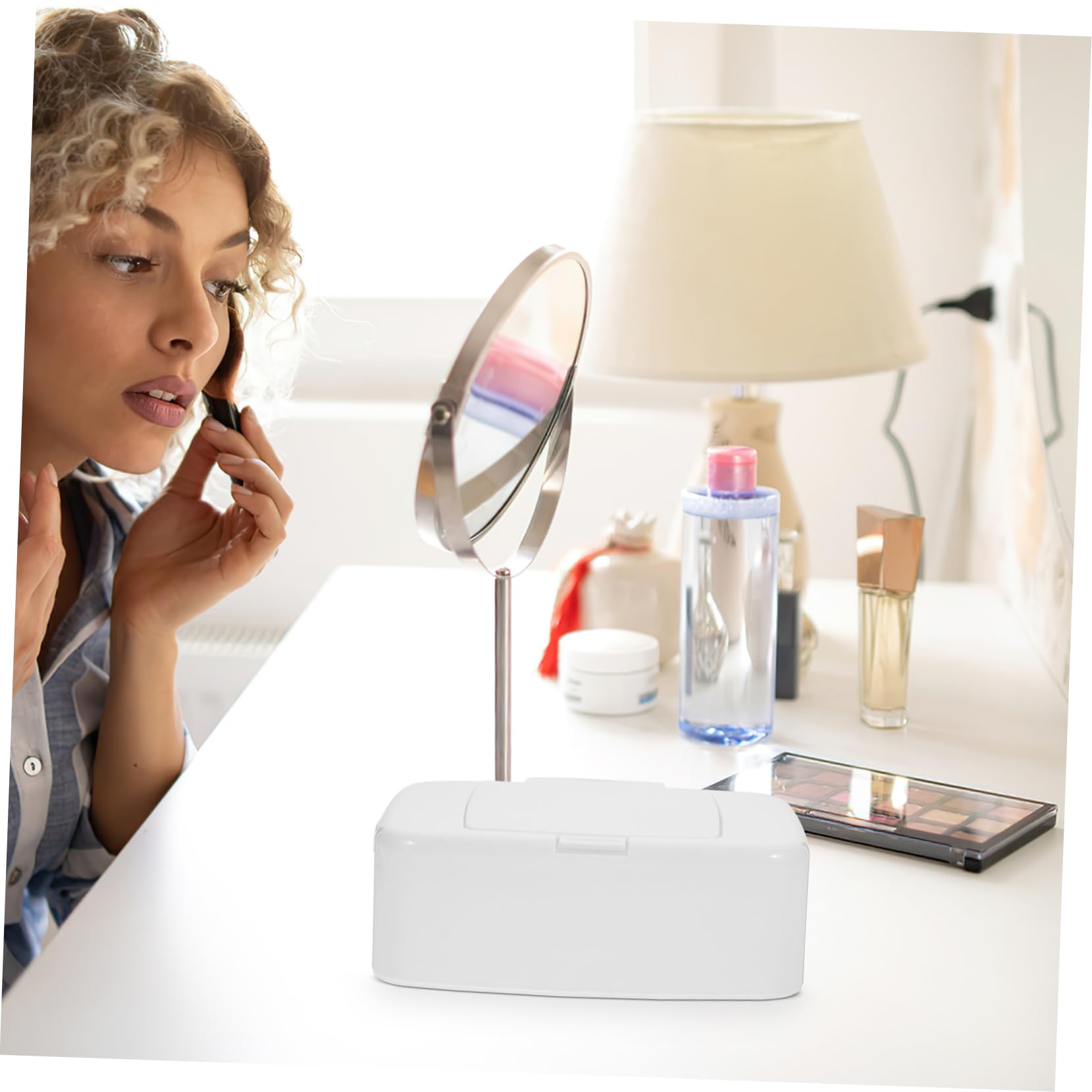 TOPPERFUN 2pcs Makeup Wipes Container Cover Plastic Dispenser for Makeup Remover Wipes Modern Style Tissue Box Holder