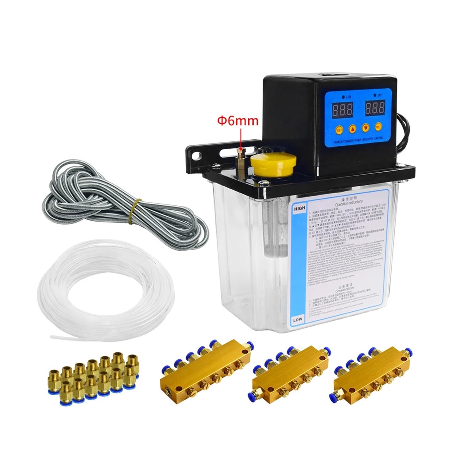 Bomba lubricante automática CNC Kit Bomba 2L 220V Aceite Automático CNC Grasa Electromagnética(2L Kit 6mm)