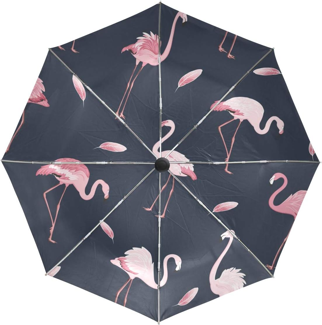 Auto Open Close Folding Umbrella Flamingo Animal Pattern Anti-UV